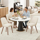 MALOL Upholstered Dining Chairs Set of 4, Modern Fabric Kitchen Chairs with Back, Wood Legs for Kitchen Dining Room Restaurant, Beige MALOL