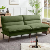 Chireca 72" Futon Sofa Bed, Convertible Futon Couch with Adjustable Backrest, Modern Corduroy Sleeper Sofa for Small Spaces, Living Room, Office, Green Chireca