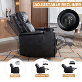 ANJ Power Recliner Chair with USB Ports, Faux Leather Home Theater Seating with Swivel Tray Table, Electric Movie Reclining Chairs with Cup Holders, Hidden Arm Storage (Black)