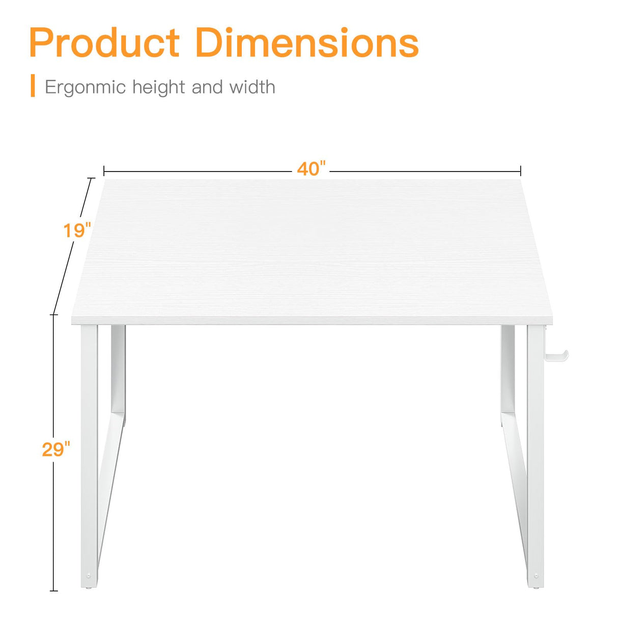 Coleshome 40 Inch Computer Desk, Modern Simple Style Desk for Home Office, Study Student Writing Desk, White Coleshome