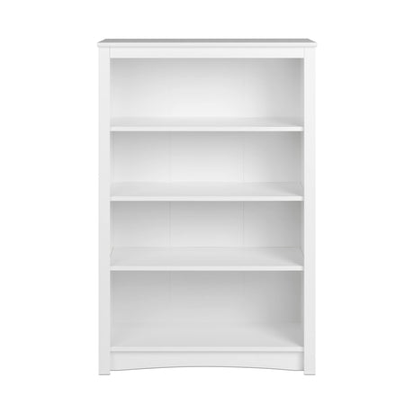 Prepac Sonoma 4-Tier Bookcase 48"H with 3 Adjustable Shelves, White Storage Cabinet, Modern Display Cabinet, Bookshelf with Storage Shelves for Home Office, Living Room, Bedroom Organizer Prepac