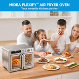 Midea Flexify French Door Toaster Oven Air Fryer Combo, 26.4 QT, Extra Large Air Fryer Countertop Oven 10-in-1 Combo, 25% Faster Cooking and 90% Less Oil, Stainless Steel Midea