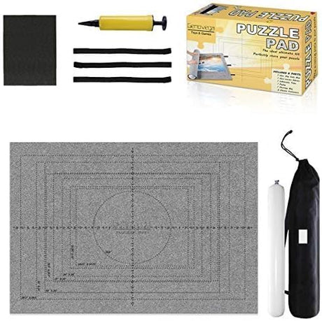 Jigsaw Puzzle Mat Roll Up - 2000 Pieces, 1500, 1000 Pieces Saver Large Puzzles Board for Adults Kids, Storage and Transport Premium Pump Glue Felt Mat Inflatable Tube Holder Organizer Pad Keeper Genovega