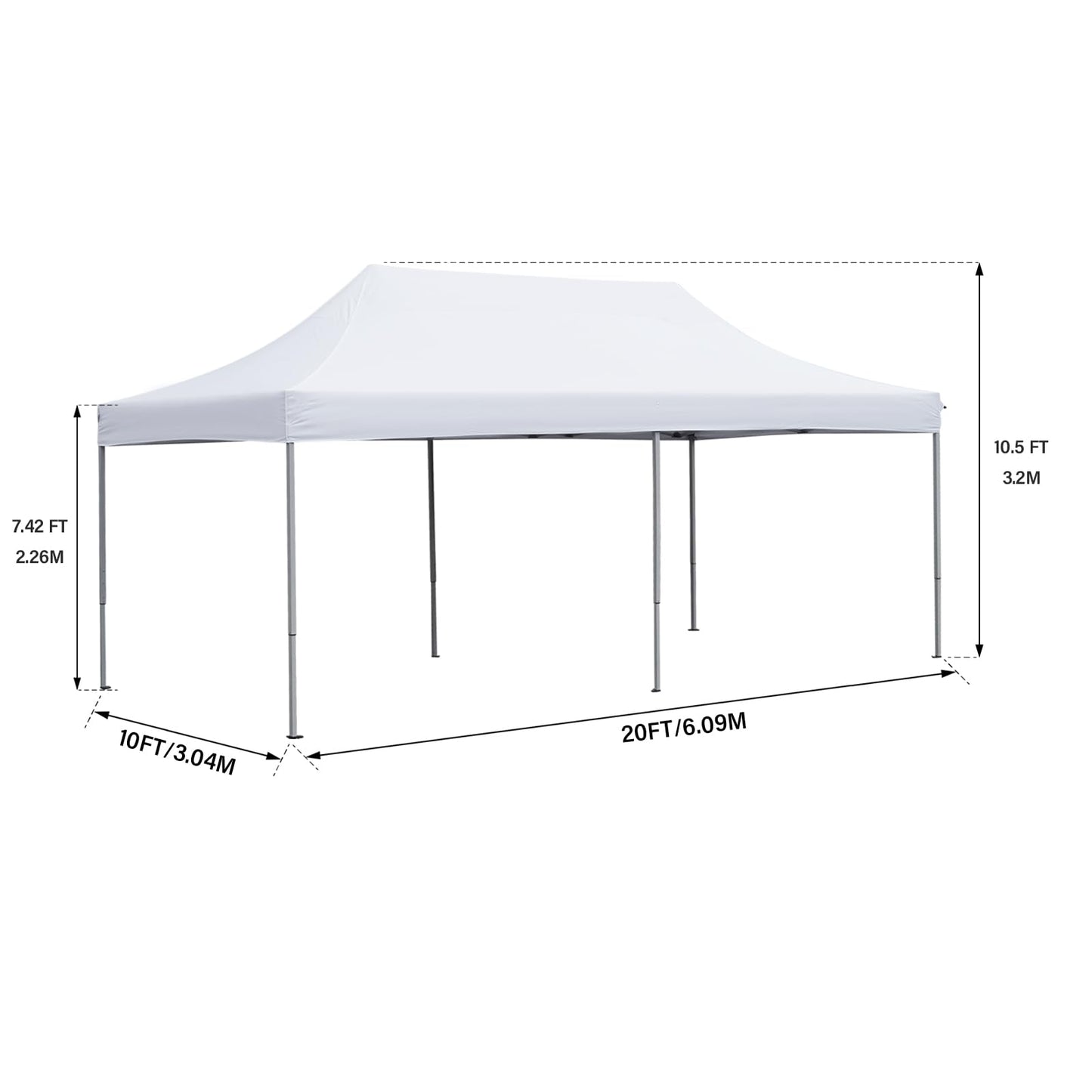 10x20 Ft Pop Up Canopy Tent Wedding Party Patio Gazebo Shelter White - WoodArtSupply