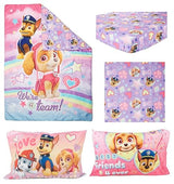Paw Patrol Skye We're A Team 4 Piece Toddler Bedding Set - Includes Comforter, Sheet Set - Fitted + Top Sheet + Reversible Pillow Case for Girls Bed, Pink Paw Patrol