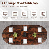 Giantex 71" Conference Table, Large Oval Meeting Table with Cable Management Grommet, Sturdy Metal Legs, Industrial Business Training Seminar Desk for Office Conference Room Boardroom Giantex