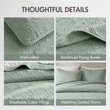 Madison Park Quebec Quilt Set - Luxurious Damask Stitching Design, Cotton Filled Lightweight Coverlet Bedspread Bedding, Shams, Full/Queen(90"x90"), Seafoam 3 Piece Madison Park