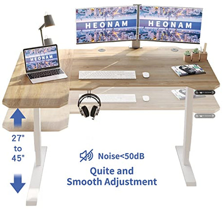 HEONAM Ergonomic Electric Standing Desk 59 Inch, Height Adjustable Sit Stand Desk with Memory Keypad and Large Work Surface HEONAM