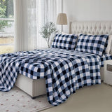 Elegant Comfort Luxuriously Soft 4-Piece Velvet Plush Flannel Sheet Set - Premium Quality - Cozy Warm, Anti-Static, Non Pilling Fuzzy Velvet Flannel Fleece Deep Pocket Sheet Set-Twin XL, Buffalo Navy Elegant Comfort
