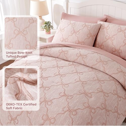 Wink Deer Twin Comforter Set with Sheets for Girls-5 Pieces Twin Bedding Sets with Pink Comforter, Sheets, Pillowcase & Sham for Kids (Pink Diamond, 66" X 86") Wink Deer