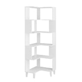 Prepac Nordik 6-Tier White Modern Mid Century Corner Bookcase, 71.5" Extra Tall White Corner Shelf with Storage, Multifunctional Freestanding Bookshelf for Home Office, Living Room, Bedroom Prepac