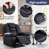 CANMOV Faux Leather Manual Recliner Chair, Single Sofa Chair with Comfortable Armrest and Backrest, Home Theater Seating for Living Room, Bedroom, Black