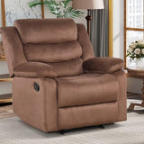 ANJ Manual Recliner Chair for Adults, Velvet Reclining Chair with Padded Arms and Overstuffed Backrest, Single Recliner Sofa for Living Room, Dark Brown