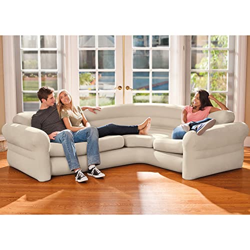 Intex 68575EP Inflatable Corner Sofa: L-Shaped – Indoor Use – 2-in-1 Valve – 880lb Weight Capacity – 101” x 80” x 30” Intex