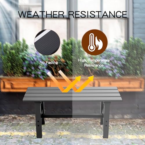 TECSPACE 35 Inches Aluminum Outdoor Weatherproof Bench Backless, 330 LBS Bearing Capacity Garden Porch Bench, Black TECSPACE