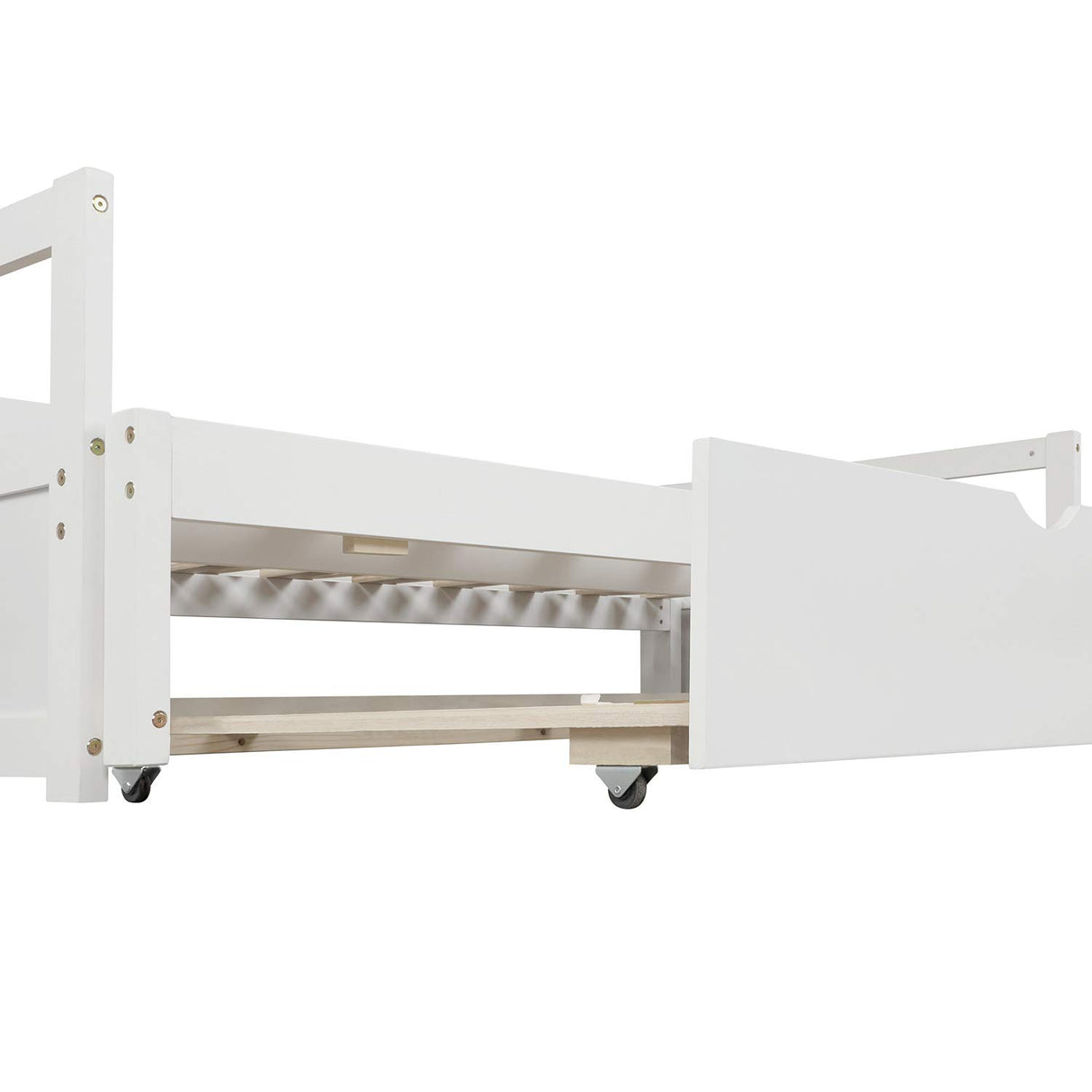 Extendable Daybed with Trundle Beds, Wood Daybed Frame with Pull Out Trundle, Twin to King Design Extending Daybed for Kids Girls Boys Teens Adults, No Box Spring Required, White Bellemave