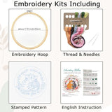 Nuberlic Cat Embroidery Kit for Beginners, DIY Cross Stitch Starter Kit Including Cloth with Pattern, Embroidery Hoop, Needles Instructions and Threads for Adults