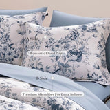 BLOOMHAVEN Full Comforter Set -7 Pieces Floral Blue Comforter Set for All Seasons, Bed in a Bag Full with Botanical Flowers Comforter, Sheets, Pillowcases & Shams BLOOMHAVEN