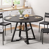 Jocoevol Round Dining Table for 4,Kitchen Dining Room Circle Dinner Pedestal Table,Space Saving Wood Kitchen & Dining Room Furniture (Black, 42In) Jocoevol