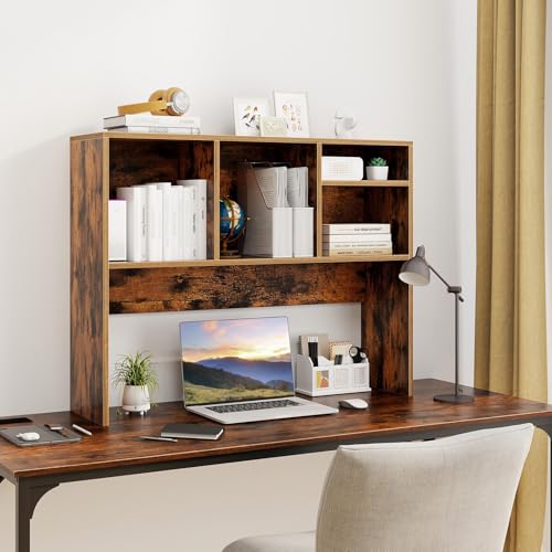 Tangkula Desktop Bookshelf, Countertop Storage Hutch with 4 Shelves for Computer Desk, Desk 2-Tier Display Rack, Multipurpose Wood Desktop Hutch Storage Organizer for Dorm Office Home Tangkula