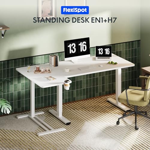 FLEXISPOT Mobile Standing Desk with Wheels Pneumatic Laptop Desk Rolling Computer Cart Movable Height Adjustable Small Sit Stand Desk Computer Workstations Home Use（27.6" W x 15.7" D,White FLEXISPOT