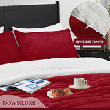 downluxe Ultra-Soft Micromink Sherpa King Size Comforter Set with 2 Pillow Shams - 3-Piece Set - Red - Plush Warm Fall Winter Bedding Comforter Sets downluxe