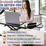Royjhnl Standing Desk Converter 32 Inch, Height Adjustable Sit-Stand Workstation, Dual Monitor Riser with Wide Keyboard Tray - Office & Home Use, Black (Black) Royjhnl