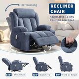 GarveeLife Rocking Recliner Chair for Nursery Glider Recliner with Cup Holder Swivel Rocker with Upholstered Deep Seat Comfy Single Sofa for Living Room Blue