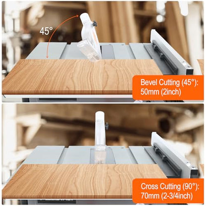 Prostormer Table Saw, 8inch 11Amp, Cutting Speed up to 4500RPM, Portable Compact Tablesaw with Sliding Miter Gauge, Benchtop Saw for DIY Woodworking and Furniture Making - WoodArtSupply
