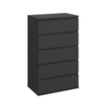Modern Chest of Drawers, 4/5/6 Drawer Dresser Without Handles Floor Storage Drawer Cabinet Vertical Dresser Storage Organizer for Home Office (5 Drawers, Black) Panana