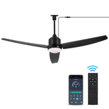 BZX Waterproof Outdoor Ceiling-Fan with Light - 52" Modern Ceiling Fans with 3 Colors LED Light, App & Remote Control, Quiet DC Motor, for Patios Gazebo, Black BZX