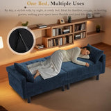 Futon Sofa Bed,Convertible Loveseat Sleeper Sofa Bed Modern Loveseat Futon Couch with Storage/Adjustable Backrest/2 Pillows,Small Blue Couches for Living Room Furniture (Blue, 2-Seater) Generic
