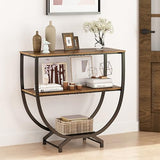 GILLAS 3 Tier Console Tables, 30" Height Entryway Table, Sofa Table Behind Couch, Industrial Entryway Furniture TV Stand with Storage for Living Room, Easy No-Extra-Tools Assembly, Rustic Brown GILLAS