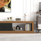 Bvldfamly 80’’-115’’ Extendable TV Stand for 120 Inch TV, Walnut Wood Modern Entertainment Center, Rectangle TV Console Table, Extendable, Black Bvldfamly