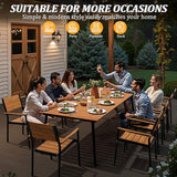 VredHom 95" Patio Outdoor Dining Table for 8-10, Weather-Resistant Wood-Grain Top with Aluminum Frame & Umbrella Hole for Deck Gatherings, Brown VredHom