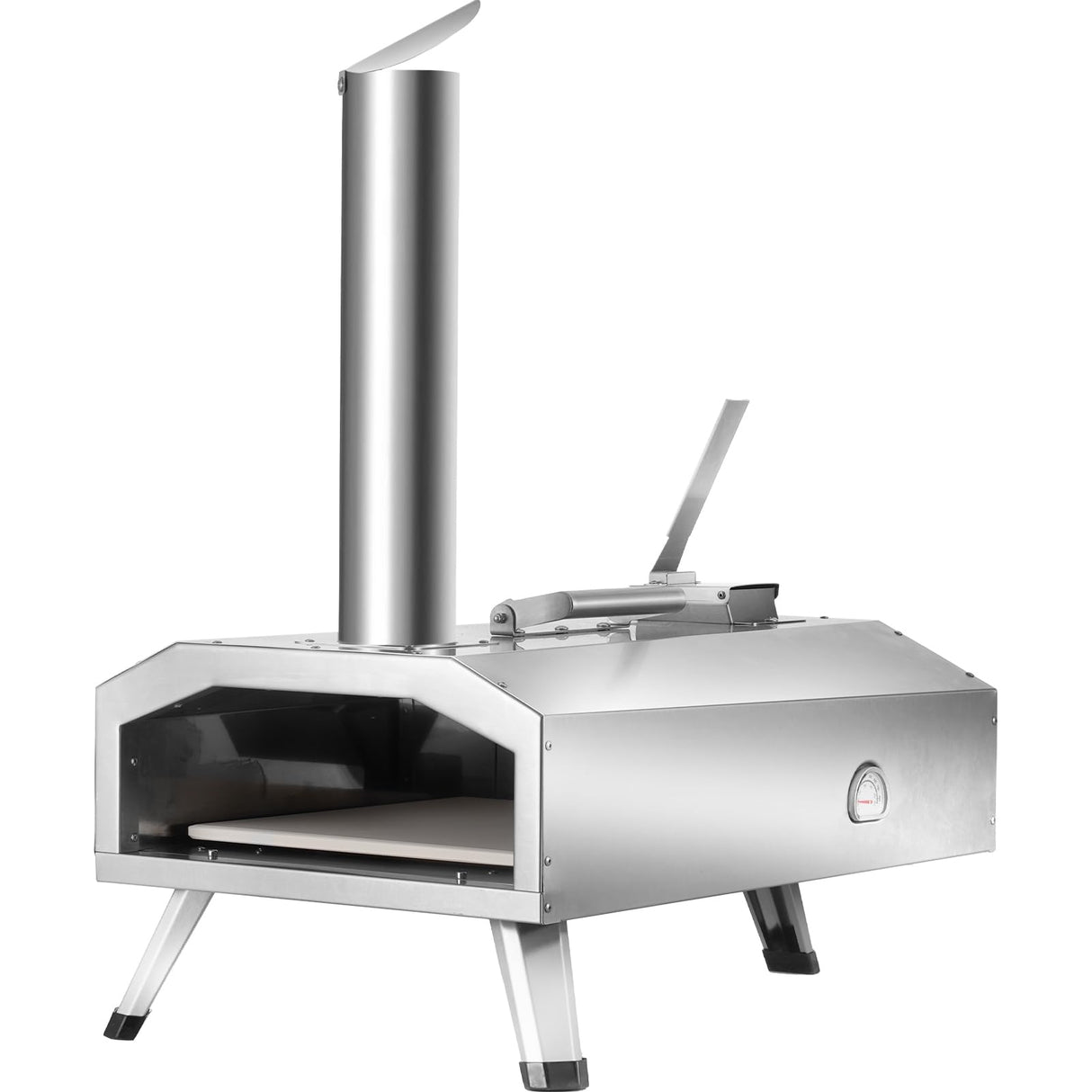 VEVOR Pizza Oven Outdoor, 12" Pellet Pizza Oven, Portable Pizza Stove with Built-in Thermometer, Wood Fired Stainless Steel Pizza Maker, for Backyard, Camping, Pizza Stone, Shovel, Carry Bag, Silver VEVOR