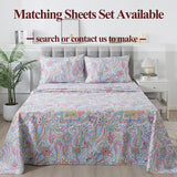 FADFAY Paisley Duvet Cover Set Queen Bohemian Damask Paisley Bedding Luxurious Pink Boho Paisley Comforter Cover Set 100% Cotton Ultra Soft Quilt Cover with Hidden Zipper Closure 3 Pieces, Queen Size FADFAY