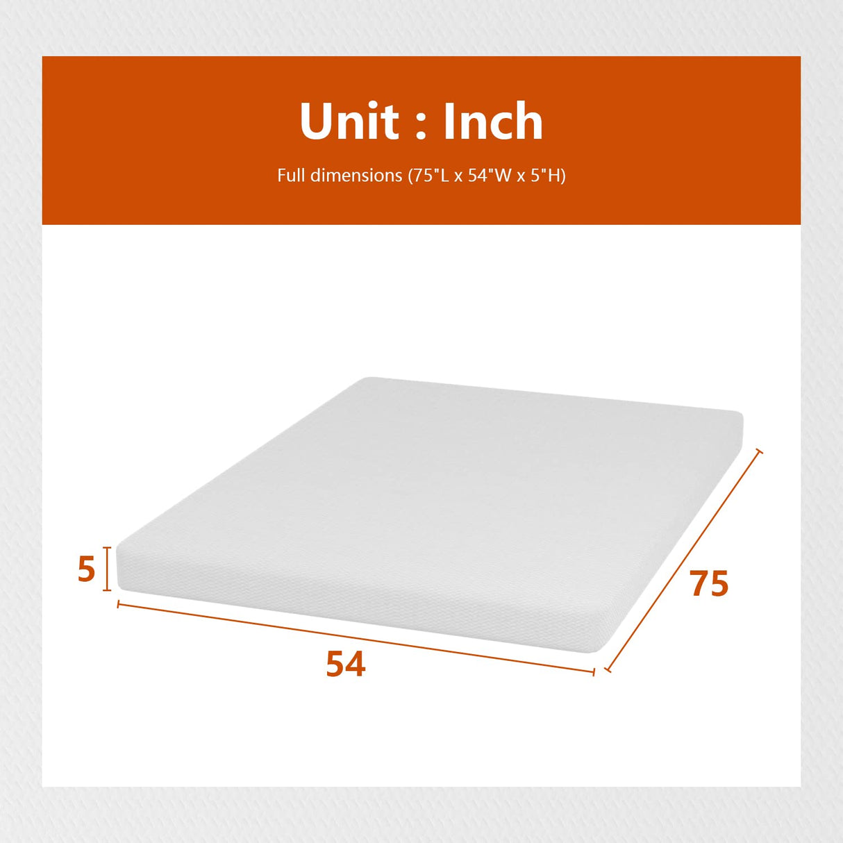 PayLessHere 5 Inch Gel Memory Foam Mattress Medium Firm Mattresses CertiPUR-US Certified Bed-in-a-Box Pressure Relieving Full Size,Fiberglass Free，White PayLessHere