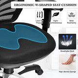 COSTWAY Ergonomic Mesh Office Chair, Mid Back Task Chair with Height Adjustable Armrests, Lumbar Support and Rocking Backrest, Breathable Swivel Computer Desk Chair for Home Office (Black) COSTWAY