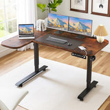 Suhapup 59 x 39.4-inch Height-Adjustable Electric Standing Desk L-Shaped, with Memory Function and Mouse pad Stand-up Home Desk Tiger Skin Color Suhapup
