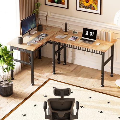 Antifir 48'' Adjustable Workbench with Power Outlets, Rubber Wood Top Heavy Duty 2000 LBS Load Capacity Workstation for Garage, Workshop, Commercial,Office,Home Antifir