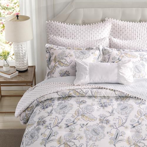 Levtex Home Ophelia Spa Reversible Full/Queen Comforter Set (90x94in) with 2 Pillowcases (26x20in) - Bedding - Blue, Yellow, White - Rayon Full/Queen Size Comforter Set - Lightweight, Soft, Pre-Washed Levtex Home