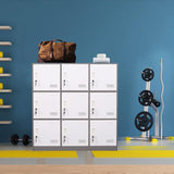 iCHENGGD Metal Locker 9 Door Storage Cabinet, Steel Storage Lockers for Employees, with Lock and Ventilation, Office School Gym Use (Grey) iCHENGGD