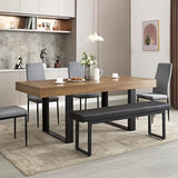 STHOUYN 63”-79” Extendable Dining Room Table, Modern Farmhouse Wooden Kitchen Table, Long Expandable Dining Table for 6 8 10, Large Expanding Tables Conference Tables (Walnut Brown) STHOUYN