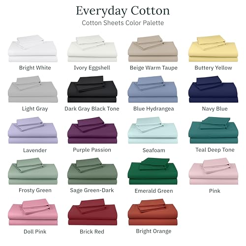 California Design Den Queen Sheet Set - Natural 100% Cotton Sheets Queen Size Bed Set with Deep Pockets, Soft Sateen Weave, Breathable and Durable Bedding (White)