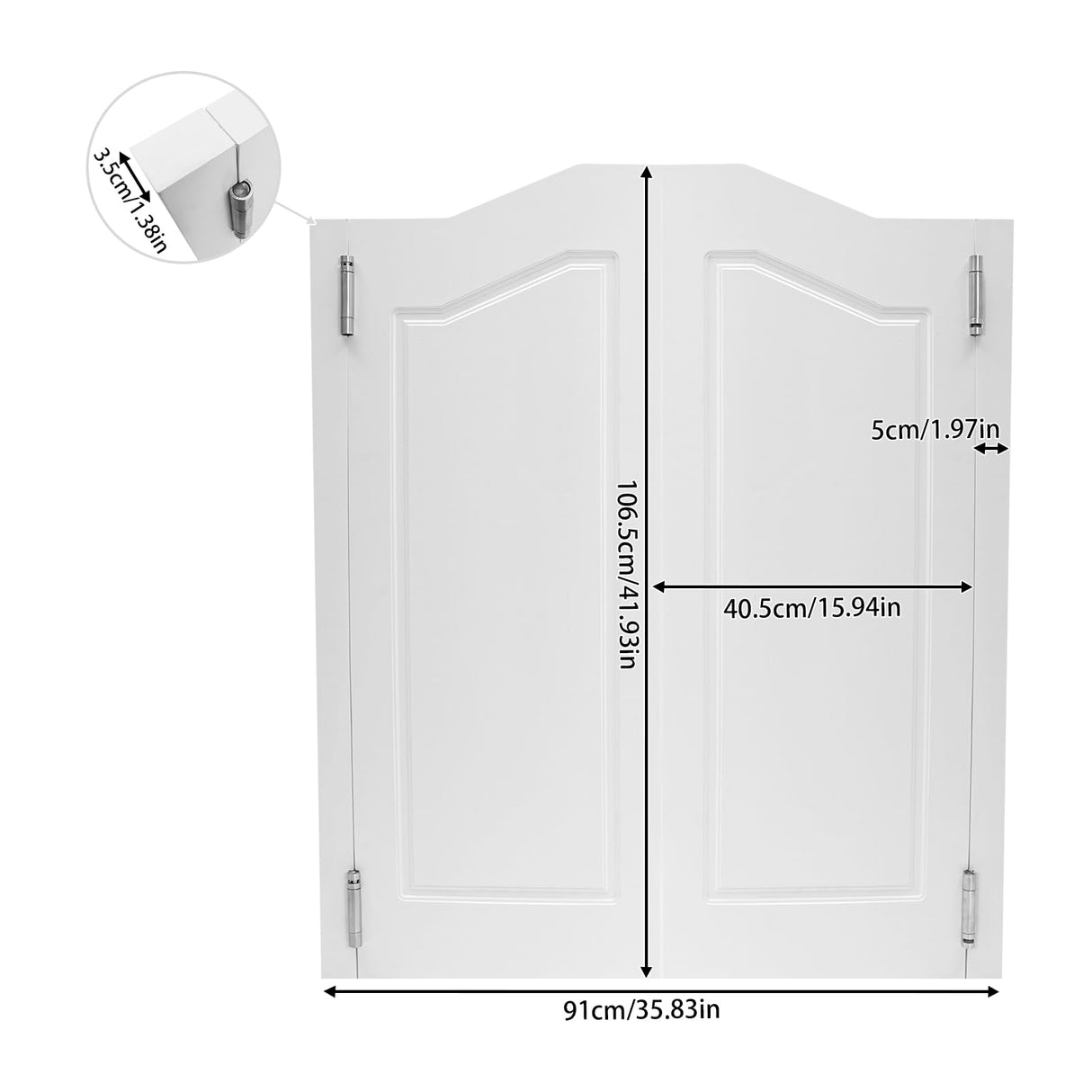 Swinging Doors Cafe Doors, Cafe Saloon Doors, Interior Wood Door Swing Door with Metal Hinges, Bar Saloon Swinging Doors for Kitchen Stairs Bedroom Entrance Partition (White A, 35.83x41.93in) Pinelicorn