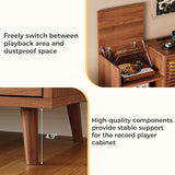 IRONCK Mid Century Modern Record Player Stand, Holds 1000+ Vinyl Records with 2 Drawers, Large Turntable Stand with Charging Station & LED Light, Suitable for Living Room & Entertainment Room, Brown IRONCK