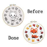 Louise Maelys Starter Embroidery Kits with Fox Pattern DIY Full Range Easy Needlepoint Cross Stitch Kits for Adults, Beginners with Stamped Animal Pattern