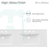 60" Vanity Top Bathroom Sink with 3 Holes Swiss Madison