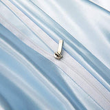 P Pothuiny 5 Pieces Satin Duvet Cover Full/Queen Size Set, Luxury Silky Like Baby Blue Duvet Cover Bedding Set with Zipper Closure, 1 Duvet Cover + 4 Pillow Cases (No Comforter) P Pothuiny